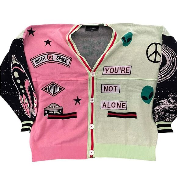 NWT SPACE OUT V NECK CARDIGANN BY SPIRIT JERSEY, XL - Picture 3 of 8